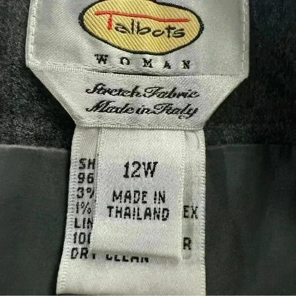 Talbots Women’s 12W Gray Wool Trousers Side Zip Wide Leg Made In Italy Pants - Picture 8 of 13